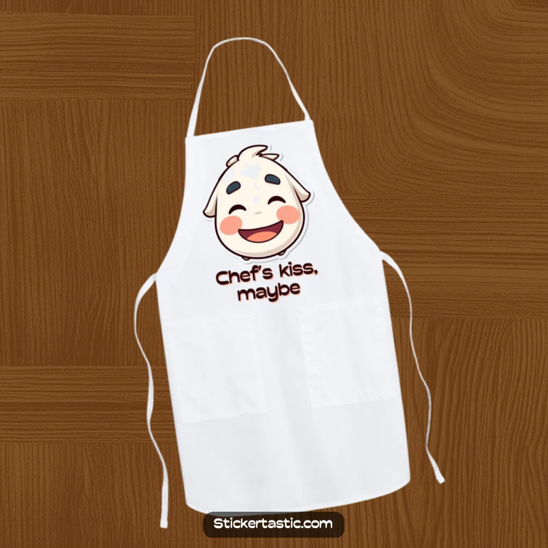 Funny Apron: Features a character wiggling its eyebrows under a cool sticker, bringing humor to cooking and kitchen activities.