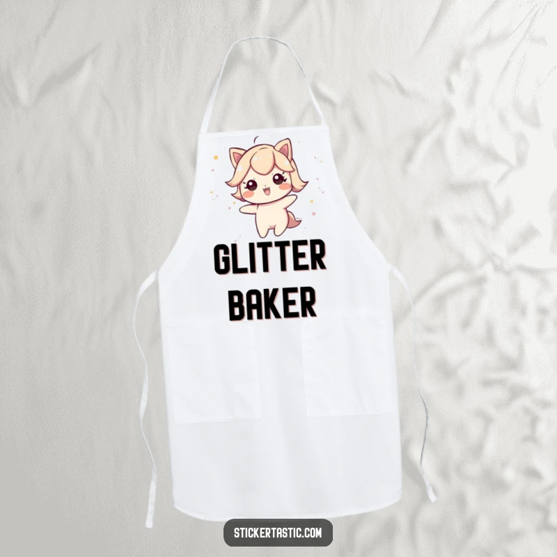 Funny Apron: A character leaving a trail of shimmering glittery dust, perfect for adding magic to cooking. Ideal funny gift.