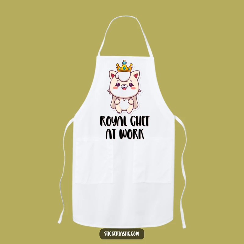 Funny Royal Apron: Cook Like Royalty with a Sticker Flair