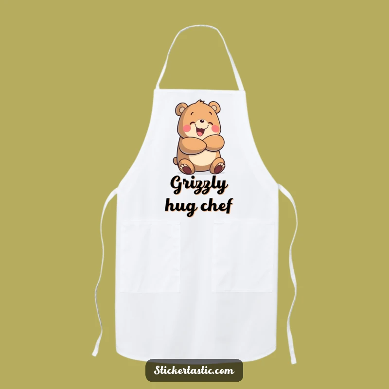 Funny Bear Hug Apron: Cheerful Chef Character, Kitchen Hug Gift