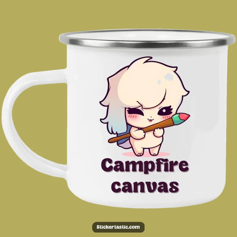 Funny Winking Artist Enamel Mug - Create Art Under the Open Sky