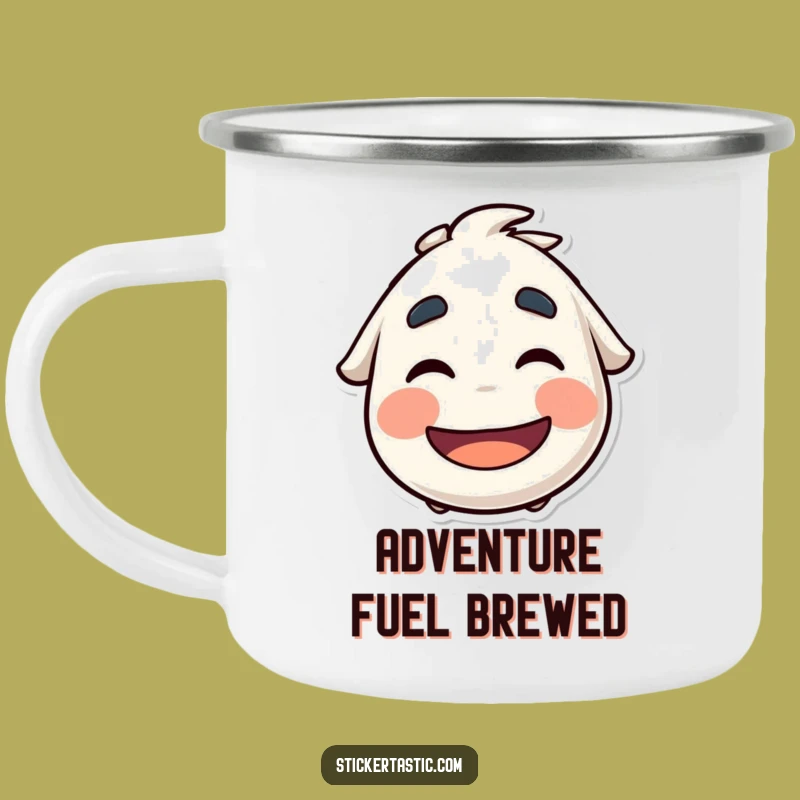 Funny Eyebrows Sticker Camping Mug: Outdoor Laughs Guaranteed!