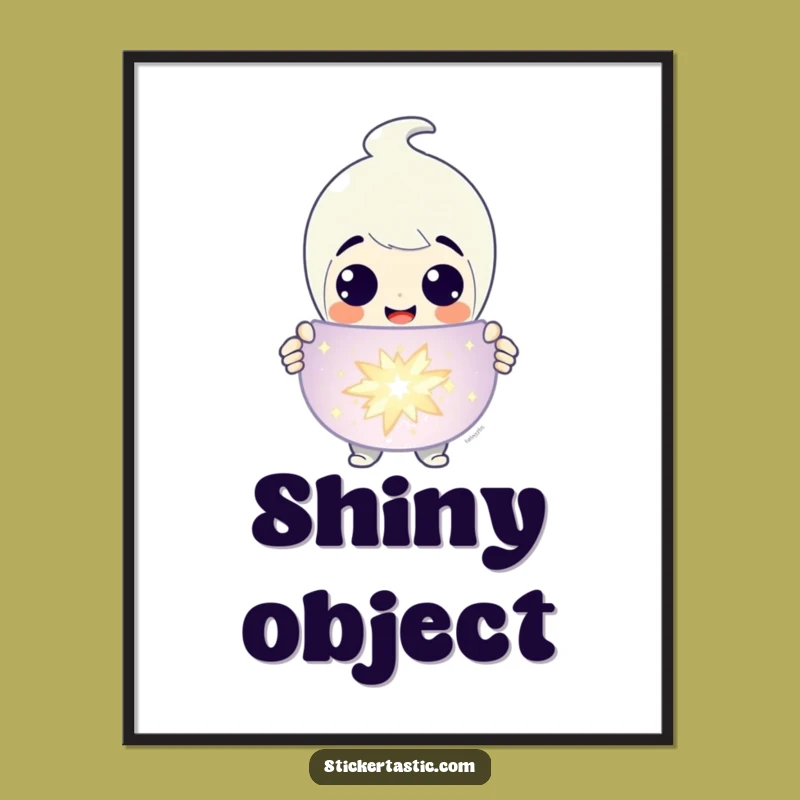 Funny Sticker Presenter Digital Art: Instant Sparkle Decor, Perfect Funny Gift for Collectors
