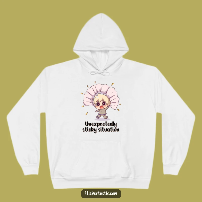 Funny Shocked Character Hoodie - Cozy Unfurling Sticker Surprise Wear