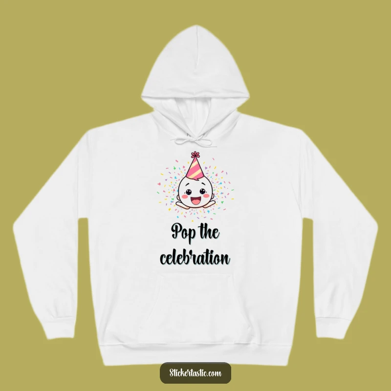 Cozy Funny Confetti Character Hoodie - Celebrate in Warm, Colorful Style