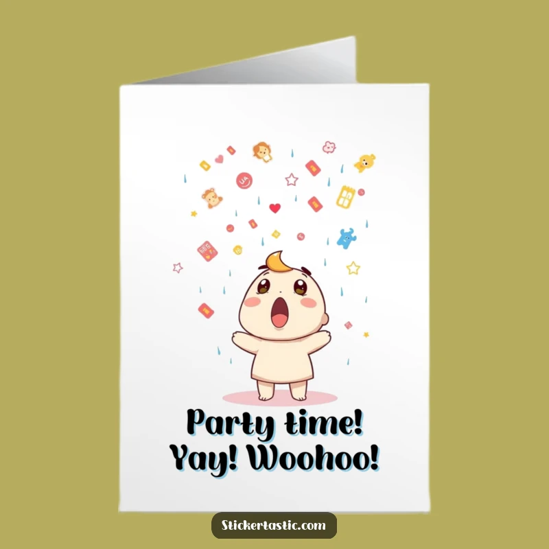 Free Printable Birthday Card: Sticker Shower Surprise, Downloadable Fun Gift