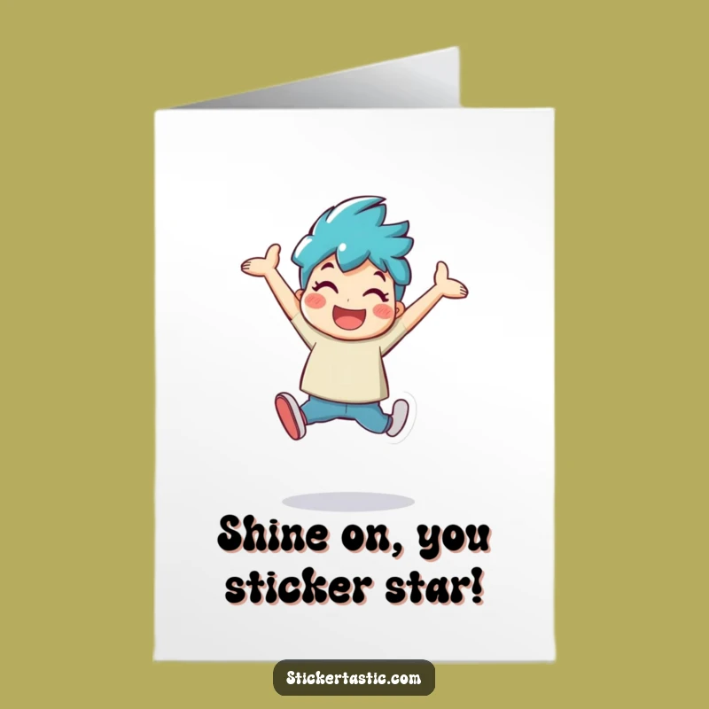 Free Printable Funny Congrats Card: Sticker Leap Triumph - Downloadable Celebration