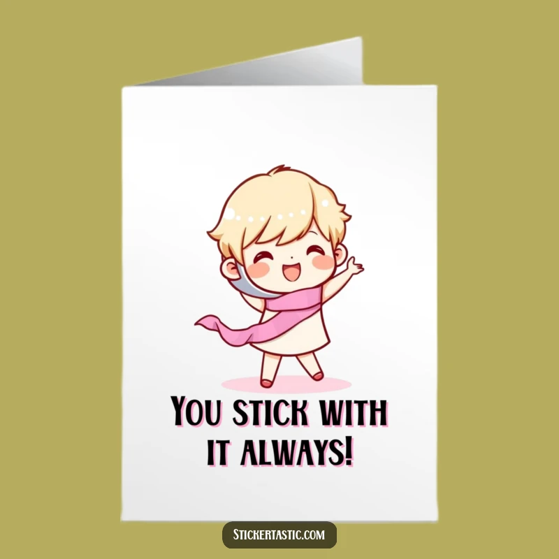 Free Printable Congrats Card: Happy Tape Dancer Celebrates Achievement