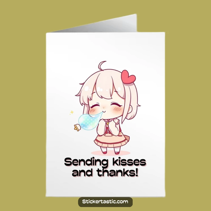 Free Printable Thank You Card: Kiss Sticker Gratitude Downloadable Gift