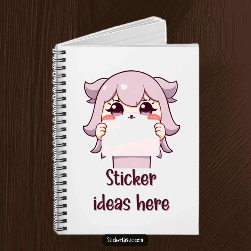 Funny Grinning Character Notebook: Cover features a cute character with a surprised grin holding a sticker, inspiring fun notes.
