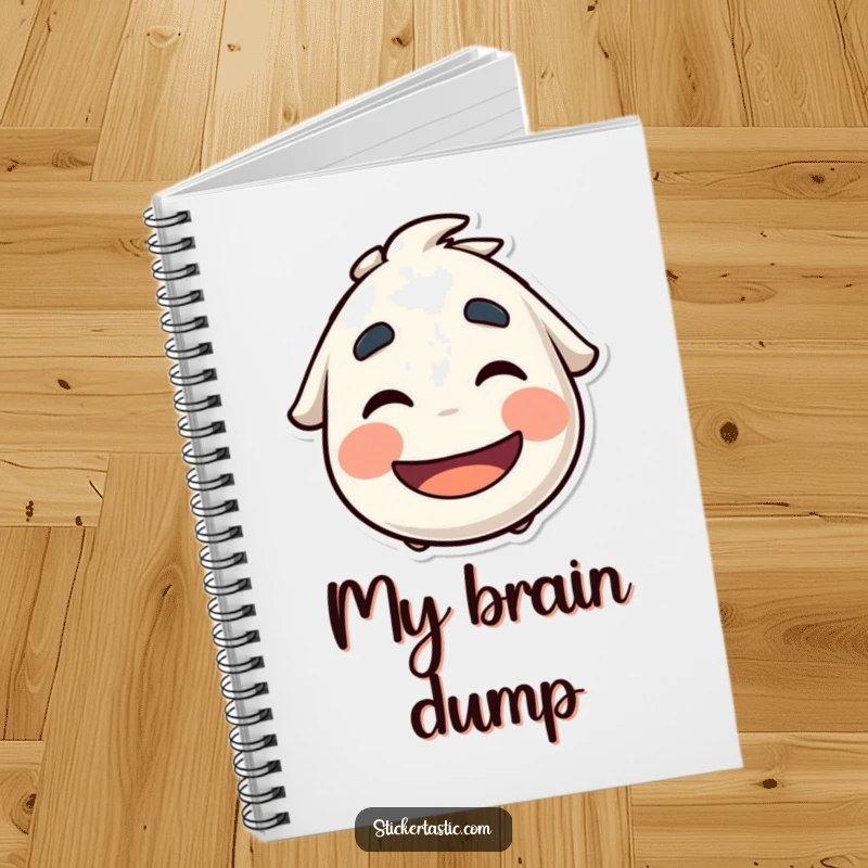 Funny Notebook: A playful character wiggling eyebrows under a cool sticker, perfect for jotting down notes with a humorous vibe.