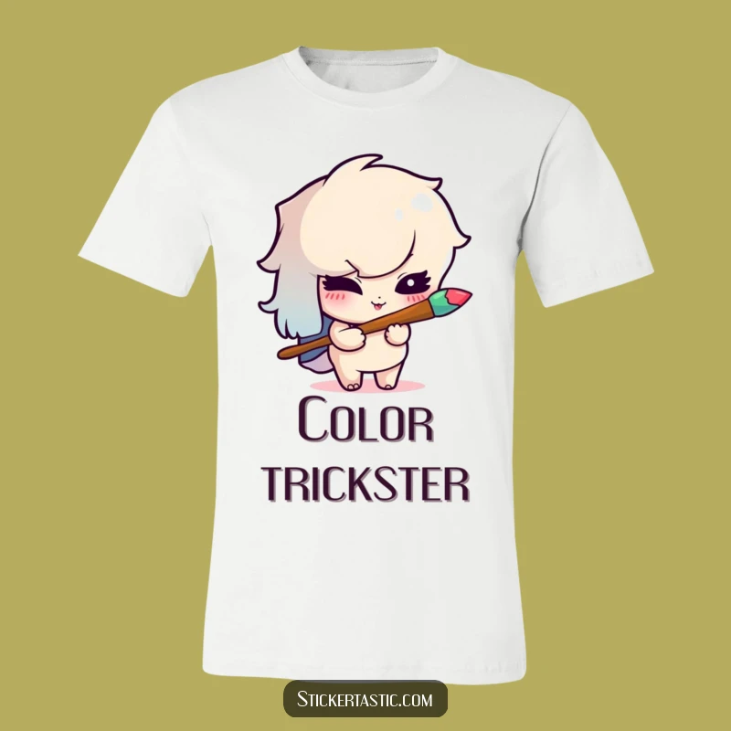 Funny Winking Painter T-Shirt - Create Fun with Colorful Mischief