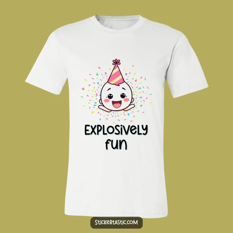 Funny Confetti Explosion Character T-Shirt - Party On With Vibrant Style