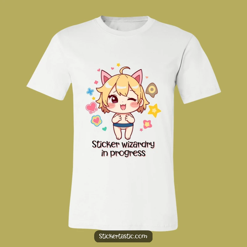 Funny Sticker Juggler T-Shirt: Mischievous Character Winking, Ideal Funny Gift