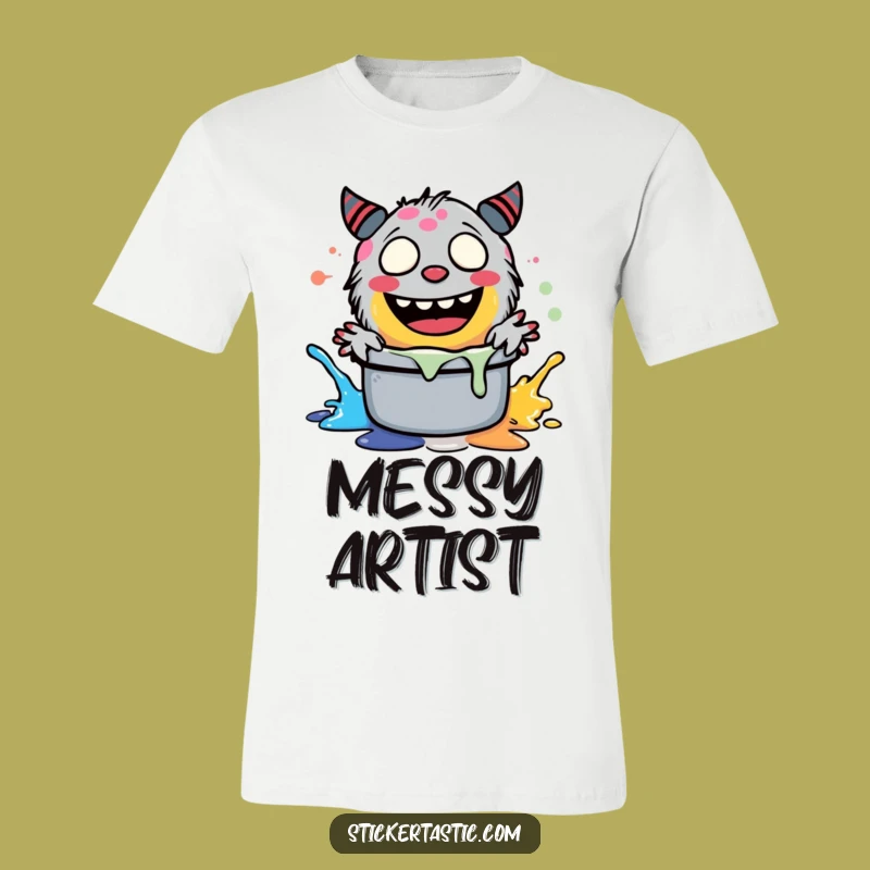 Funny Giggling Monster T-Shirt - Hilarious Paint Splashing Art Tee Gift Idea