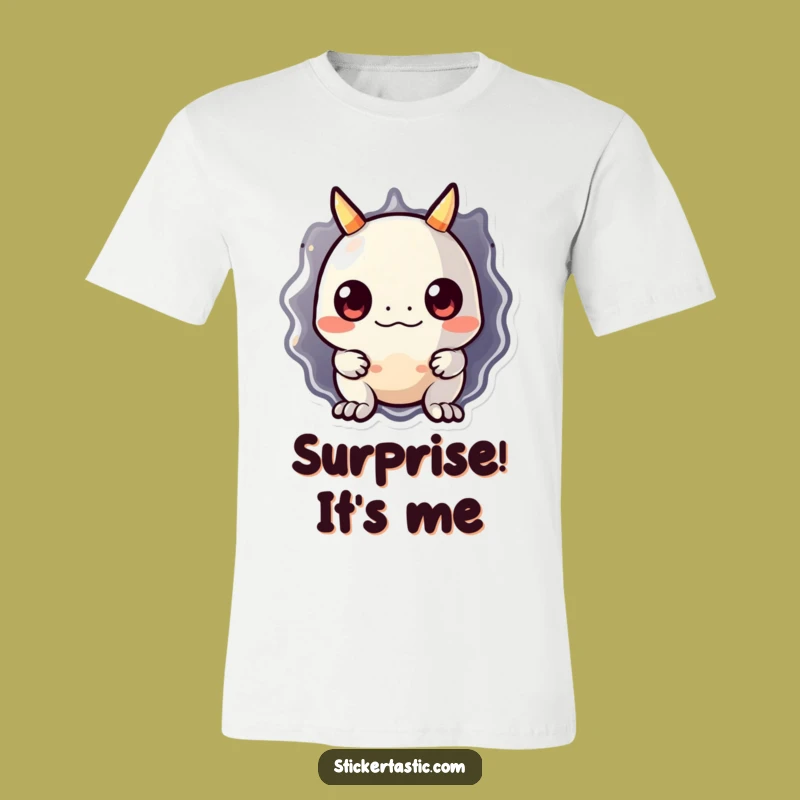 Funny Monster Sticker T-Shirt: Cute Peek-a-Boo Monster Tee, Ideal Funny Gift for All Ages