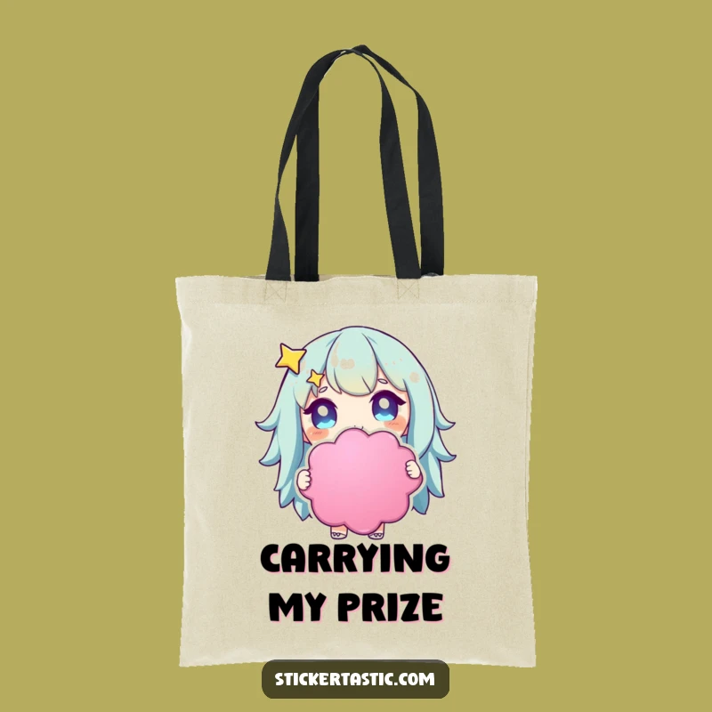 Funny Starry-Eyed Character Tote Bag: Sticker Fan Carry-all, Eco Gift
