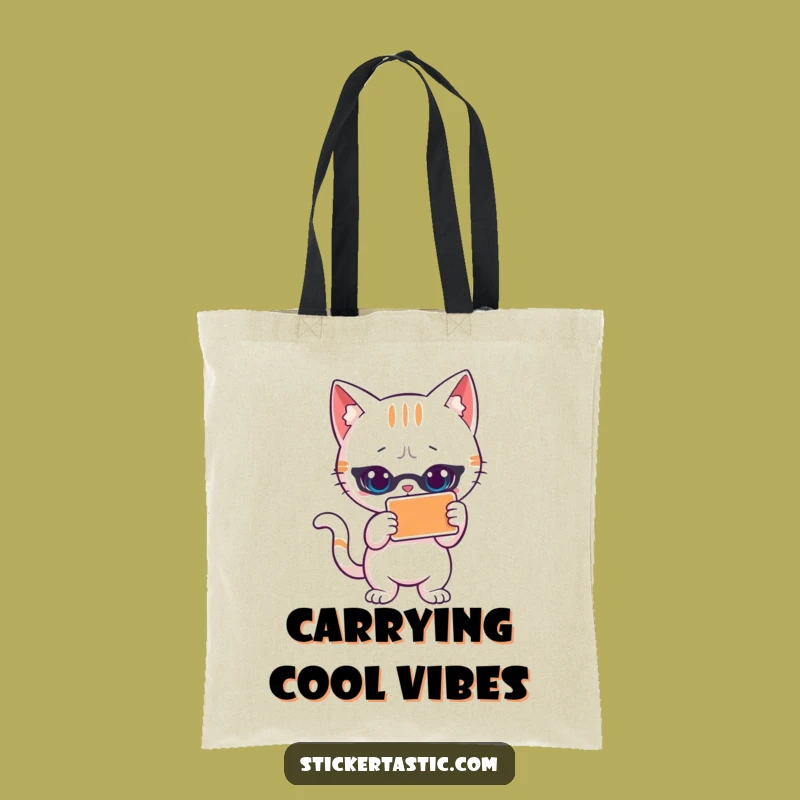 Funny Cat Sticker Tote Bag: Cool Cat Style, Practical & Funny Gift for Everyday Cool