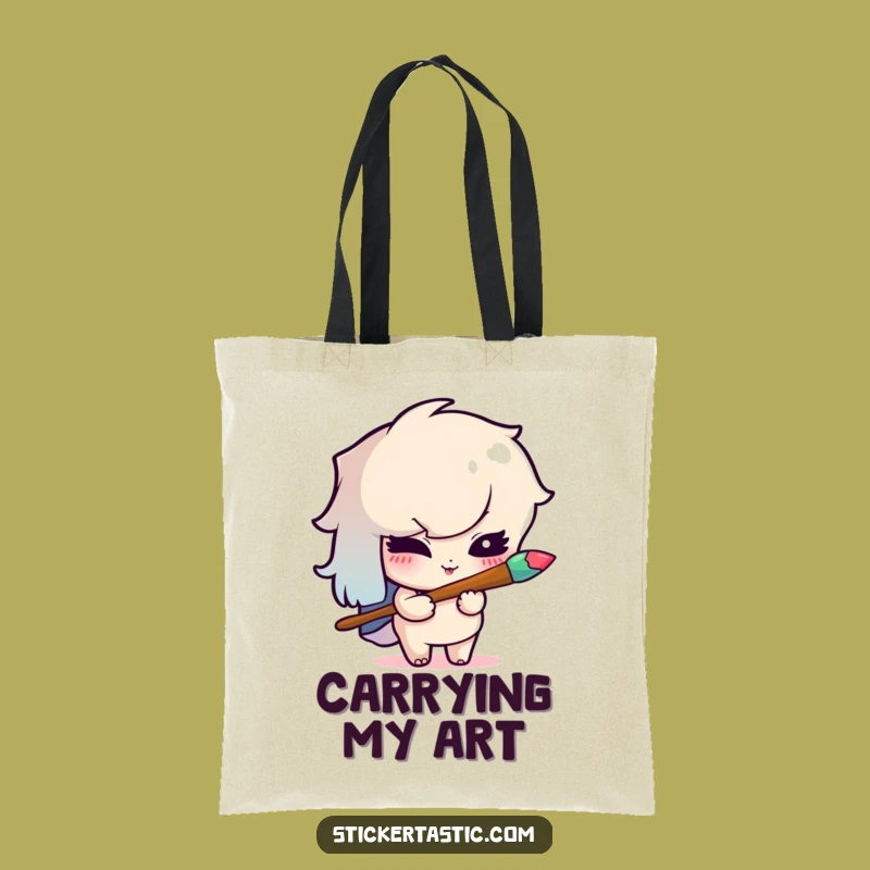 Funny Winking Painter Tote Bag - Carry Your Art and Mischief